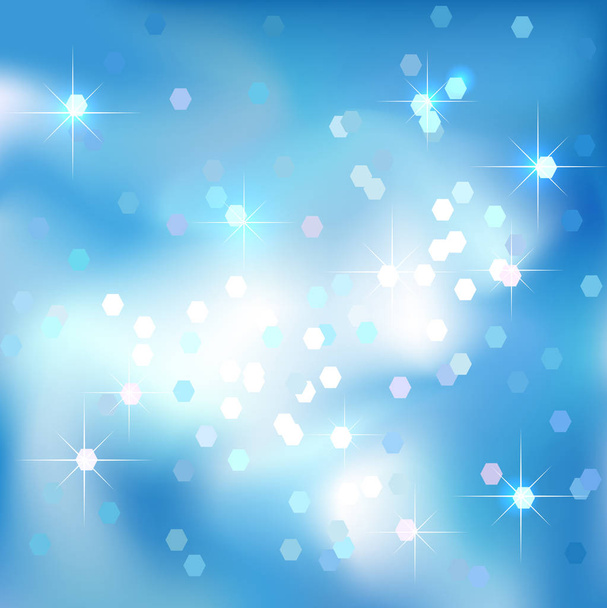 Blauwe hemel abstracte achtergrond met wolken en sterren. Magisch Nieuwjaar, Kerst evenement stijl achtergrond. - Vector, afbeelding