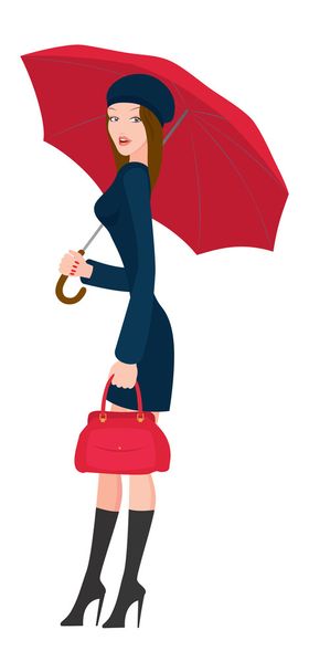 A figura mostra uma menina com guarda-chuva
 - Vetor, Imagem