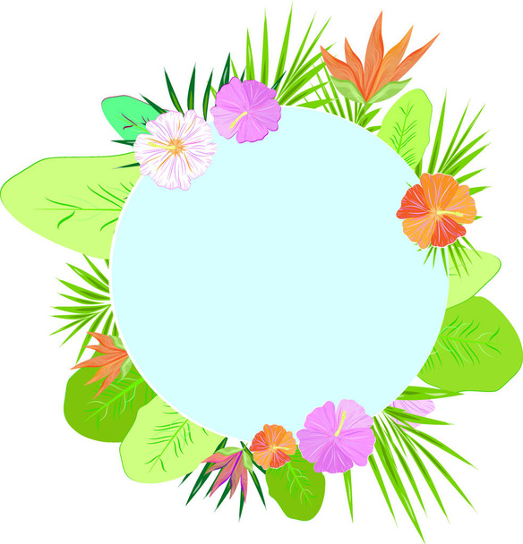 Кругла рамка вектор тропічних квітів
 - Вектор, зображення