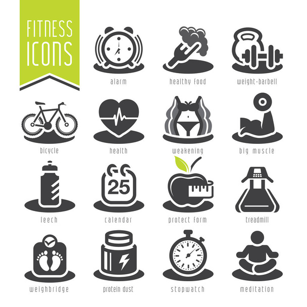 Fitness and wellness icon set - Vetor, Imagem