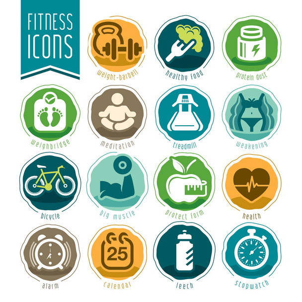 Fitness ve sağlıklı yaşam Icon set - Vektör, Görsel