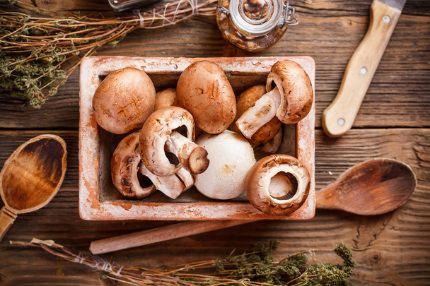 Fresh brown mushrooms - Фото, зображення