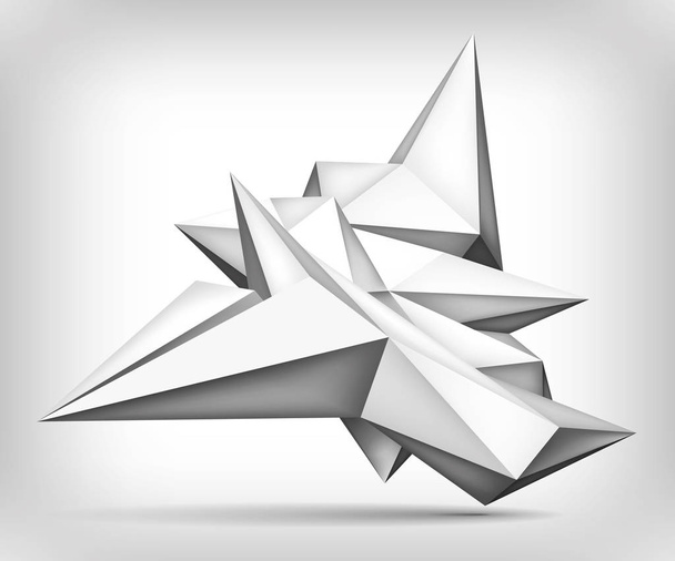 Forma geométrica de volume, cristal de levitação 3d, objeto criativo de polígonos baixos, forma de design vetorial
 - Vetor, Imagem
