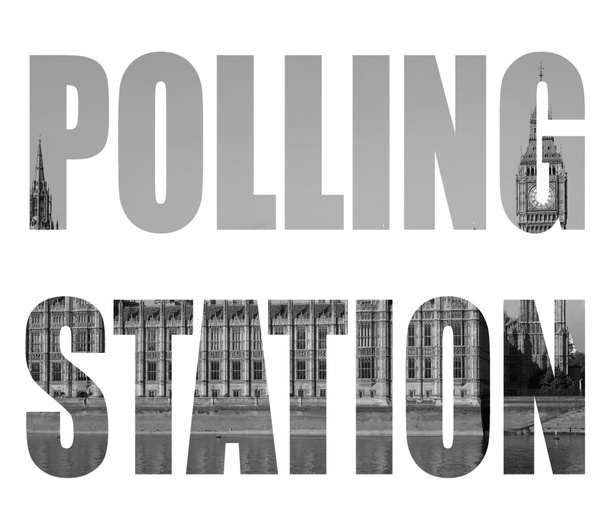 総選挙投票所、黒と白 - 写真・画像