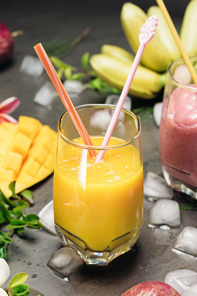 Tropical fresh smoothie in a glass - Фото, зображення