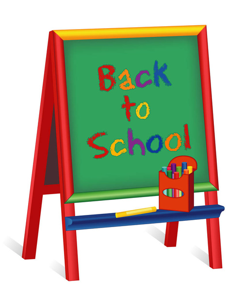 Terug naar School, Childrens schoolbord ezel - Vector, afbeelding