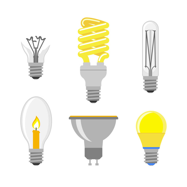 Cartoon lamp light bulb design flat vector illustration electric idea bright graphic solution concept. - Vector, Imagen