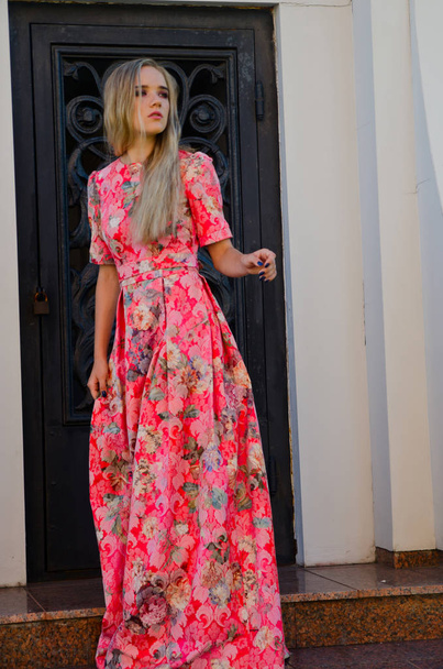 beautiful girl bright long dress - Fotografie, Obrázek