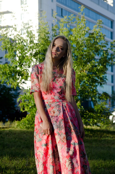 beautiful girl bright long dress - Valokuva, kuva