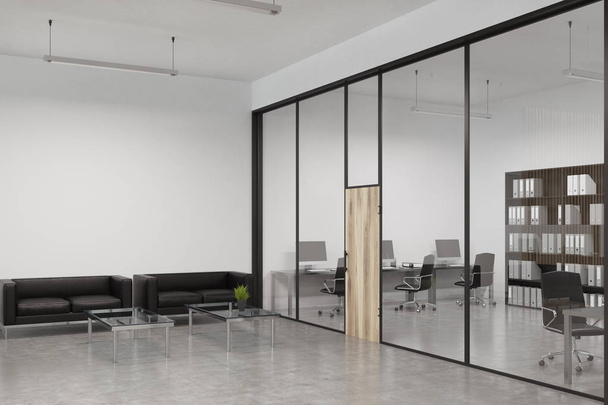 Glass office wooden door, lobby, side - Photo, Image