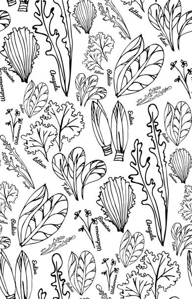 Seamless pattern with the stylized hand-drawn leaves. - Vector, afbeelding