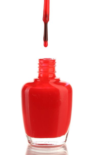 red nail polish isolated on white - Photo, Image