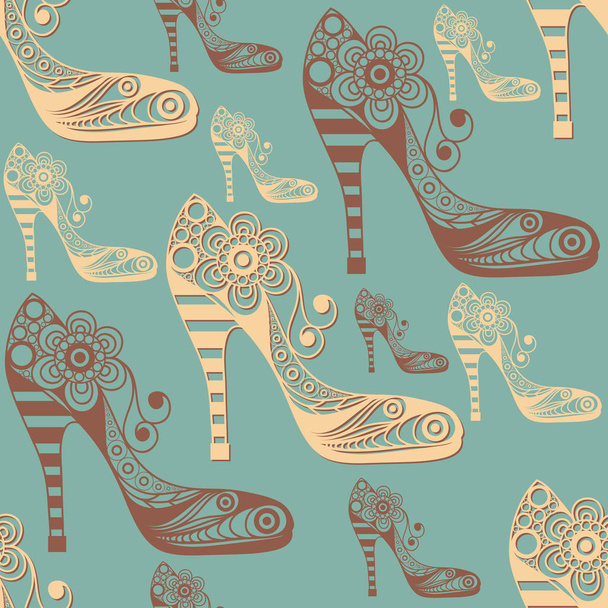 Seamless texture with decorative shoes 5 - Вектор, зображення
