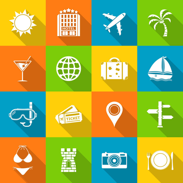 Travel icons in flat design style. - Vecteur, image