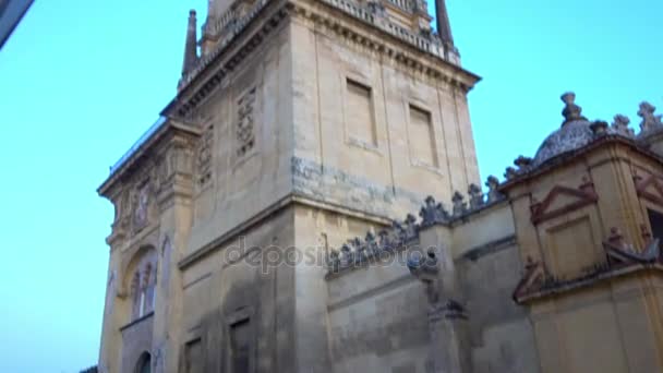 Tower and Belfry of Great Mosque-Cathedral of Cordoba, also known Mezquita (Moorish architecture), whose ecclesiastical name is Cathedral of Our Lady of Assumption in Andalusia, Spain - Footage, Video