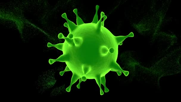Virus en verde con partículas en el fondo
  - Imágenes, Vídeo