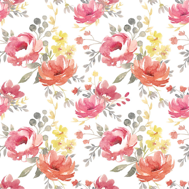 Watercolor floral pattern - Photo, Image