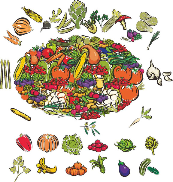 groenten en fruit - Vector, afbeelding