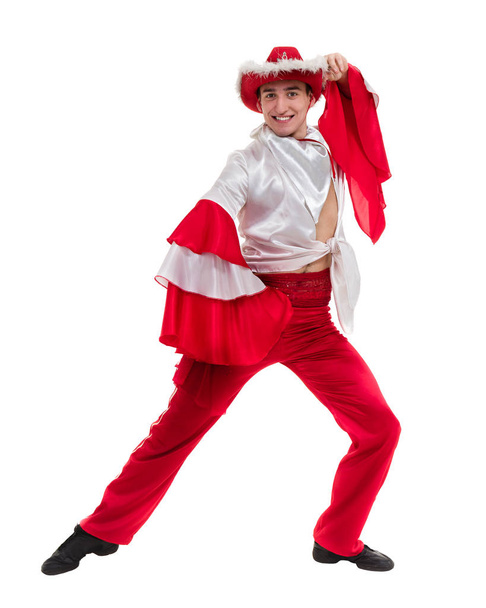 Dancing man wearing a toreador costume. Isolated on white background. - Foto, Bild