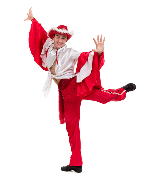 Dancing man wearing a toreador costume. Isolated on white background. - Φωτογραφία, εικόνα