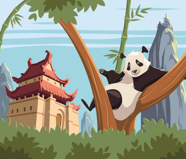 Panda su albero nell'antica Cina
 - Vettoriali, immagini