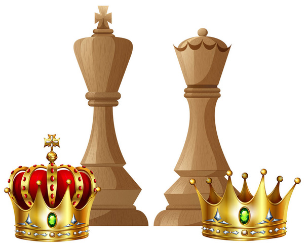 Kuningas ja kuningatar kappaletta shakki peli
 - Vektori, kuva