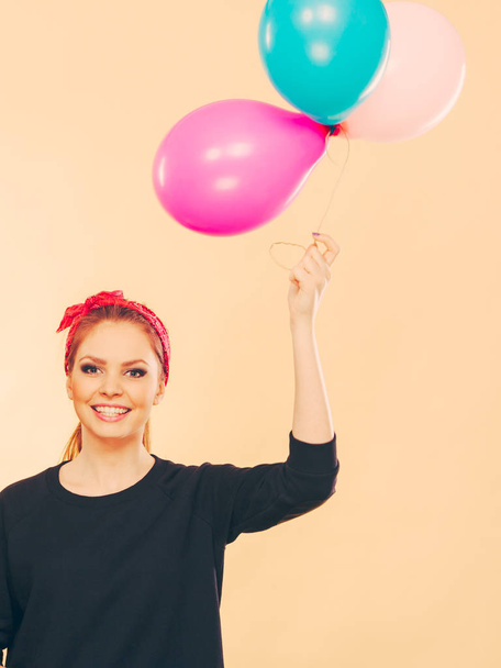 Happy smiling woman with balloons. - Foto, immagini