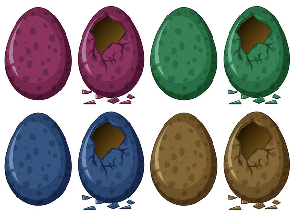 Four colors of dinosaur eggs - Vector, Image