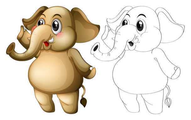 Animal outline for cute elephant - Vector, Image