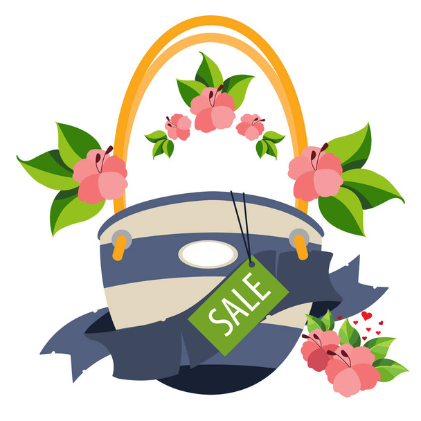 Women's beach bag with the word sale - Vector, Image