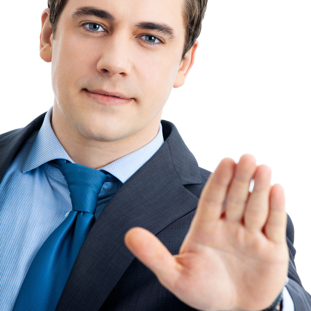 Serious business man showing stop gesture - Φωτογραφία, εικόνα