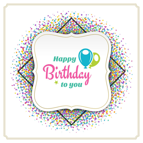 Happy Birthday Greeting Card Design Vector Template. - Vector, imagen