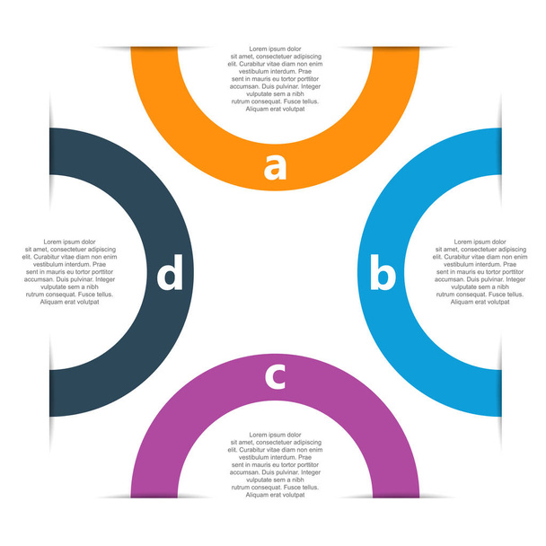 Инфографический шаблон четырех ступенчатых кругов
 - Вектор,изображение