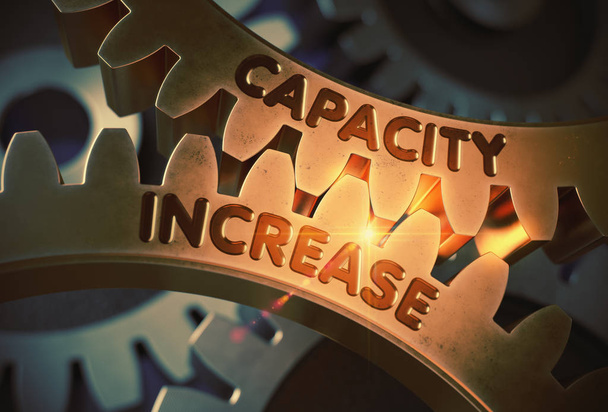 Capacity Increase on Golden Gears. 3D Illustration. - Photo, Image