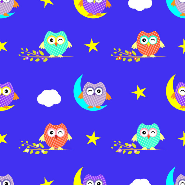 Cute seamless pattern owl vector - Vector, Image