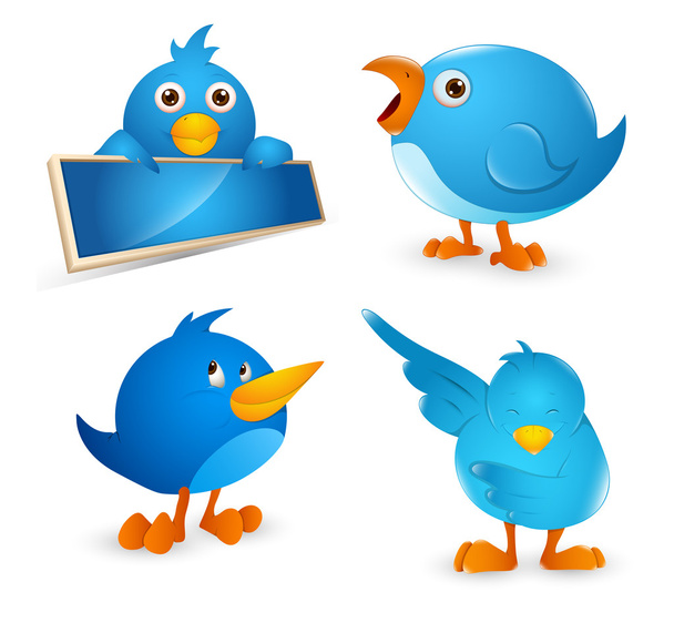 Set de iconos de dibujos animados de Twitter Bird
 - Vector, imagen