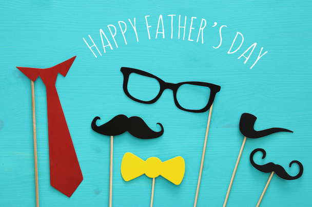 funny beard, glasses, mustache, tie and bow. Father's day concept - Foto, Bild