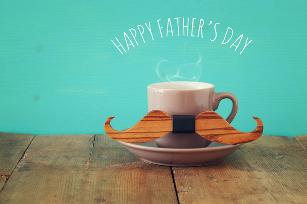 Cup of coffee with mustache. Father's day concept - Zdjęcie, obraz