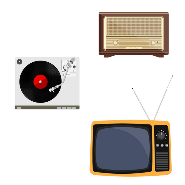 TV, radio and vynil player - Foto, afbeelding