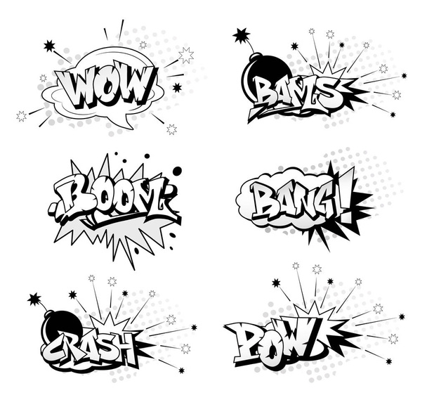  Éléments drôles de super-héros de dessin animé : crash, boom, pow, bang, wo
 - Vecteur, image
