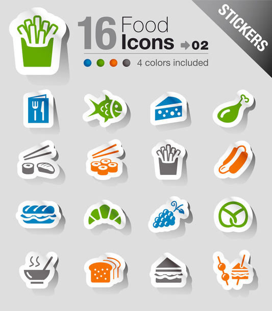 stickers - voedsel pictogrammen - Vector, afbeelding