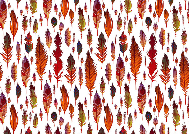 Rectangular background with Boho feathers - Вектор,изображение