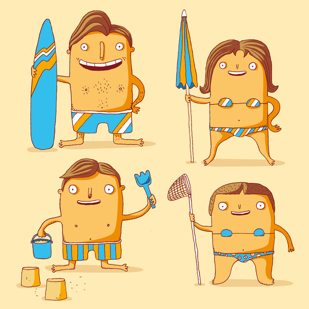 Family at the beach - Vector, Image