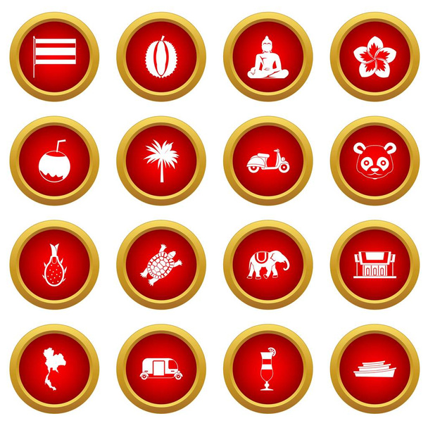 Thailand icon red circle set - Vector, Image