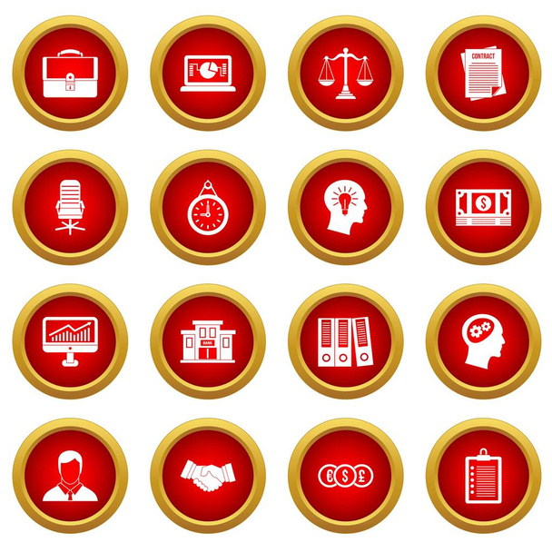 Conjunto de círculo rojo icono bancario
 - Vector, Imagen