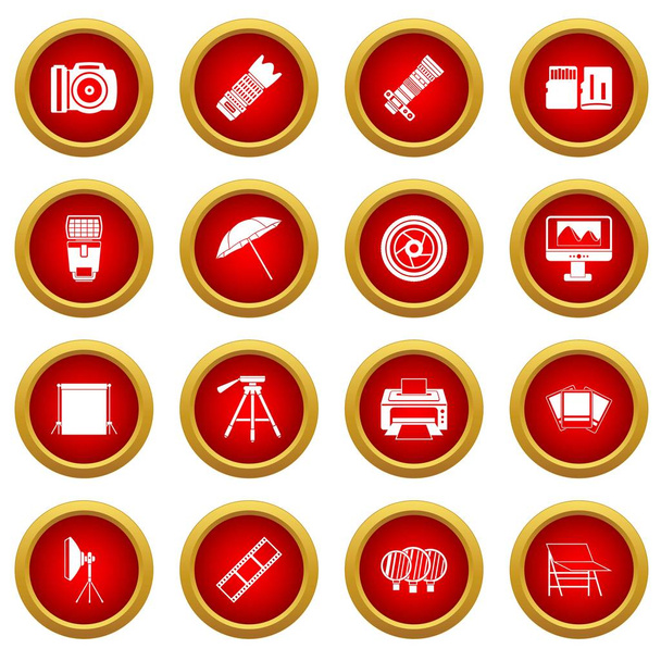 Photo studio icon red circle set - Vector, Image