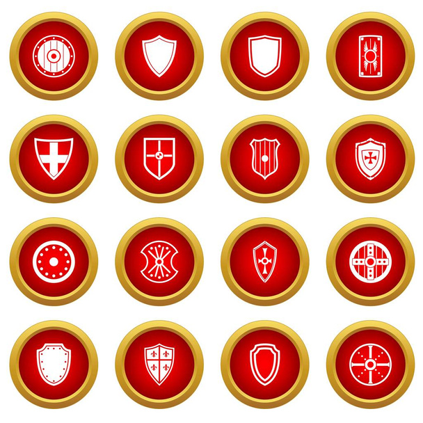 Красный набор значков рамок щитов
 - Вектор,изображение
