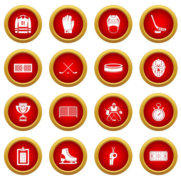 Hockey icon red circle set - Vector, Image