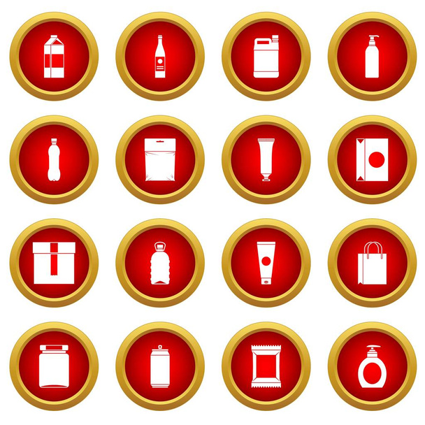 Packaging items icon red circle set - Vector, imagen