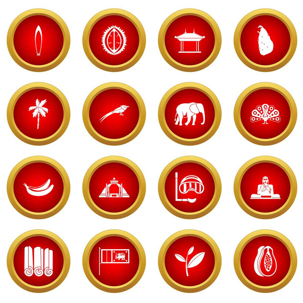 Sri Lanka travel icon red circle set - Вектор,изображение